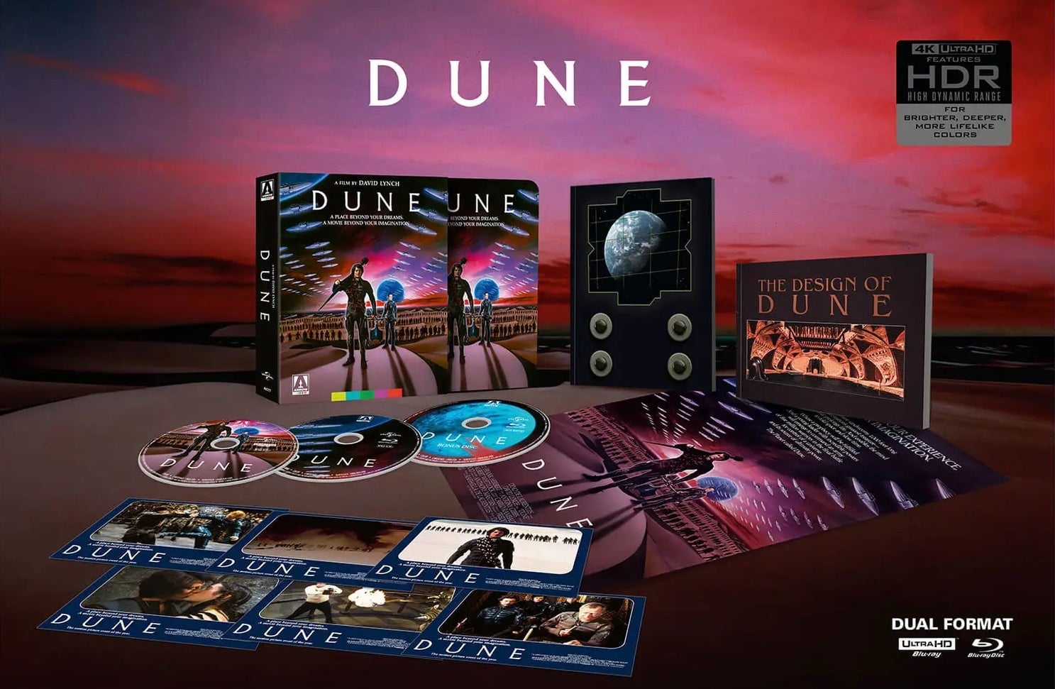 The contents of the Dune Limited Edition Deluxe 4K Ultra HD Steelbook set, not to be confused with the Dune Limited Edition 4K Ultra HD Steelbook set.