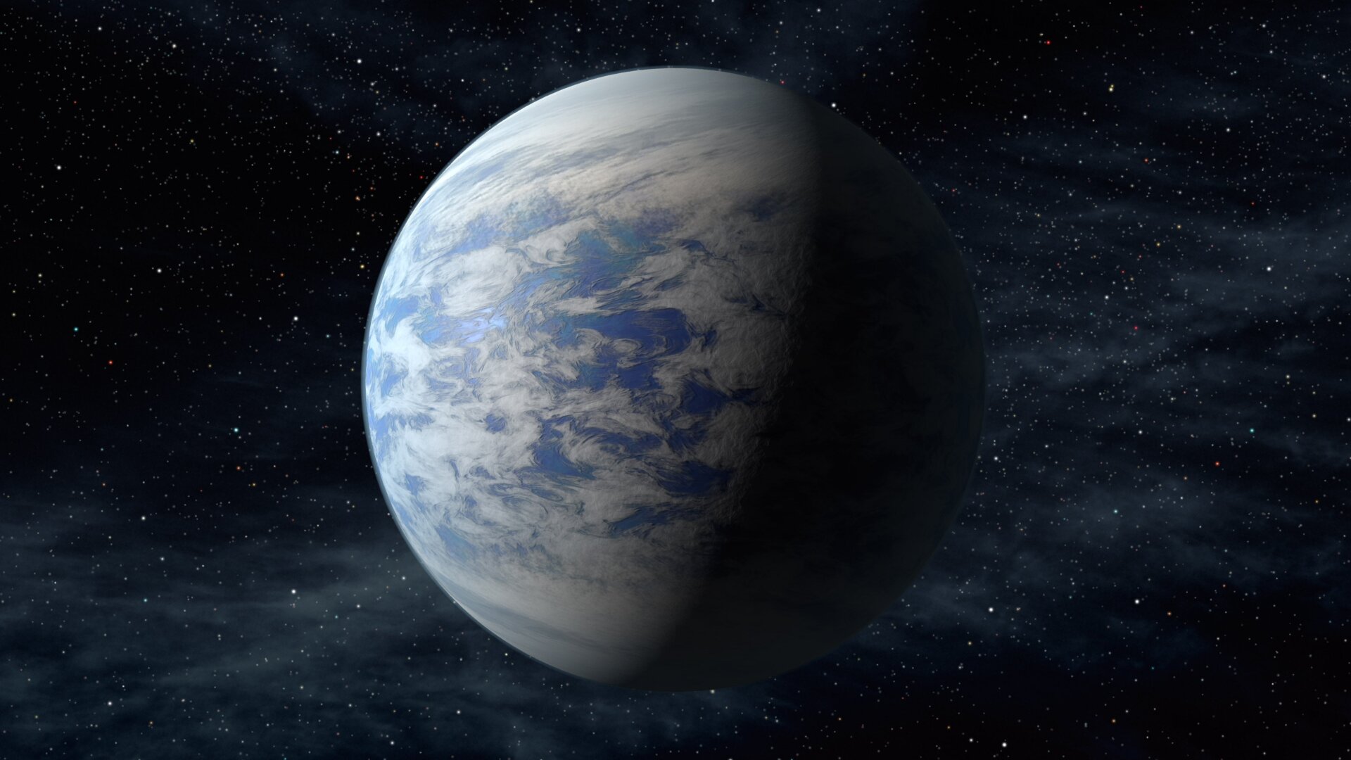 An illustration of Kepler-69c, a super-Earth in a habitable zone around its star.
