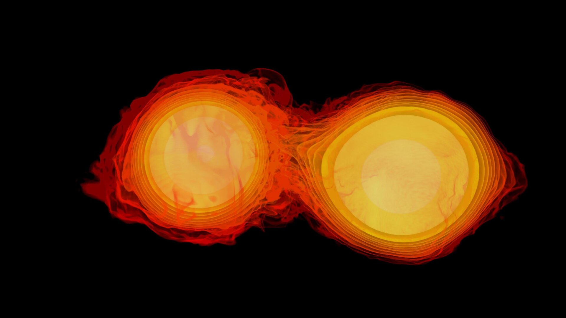 An image of two neutron stars colliding.
