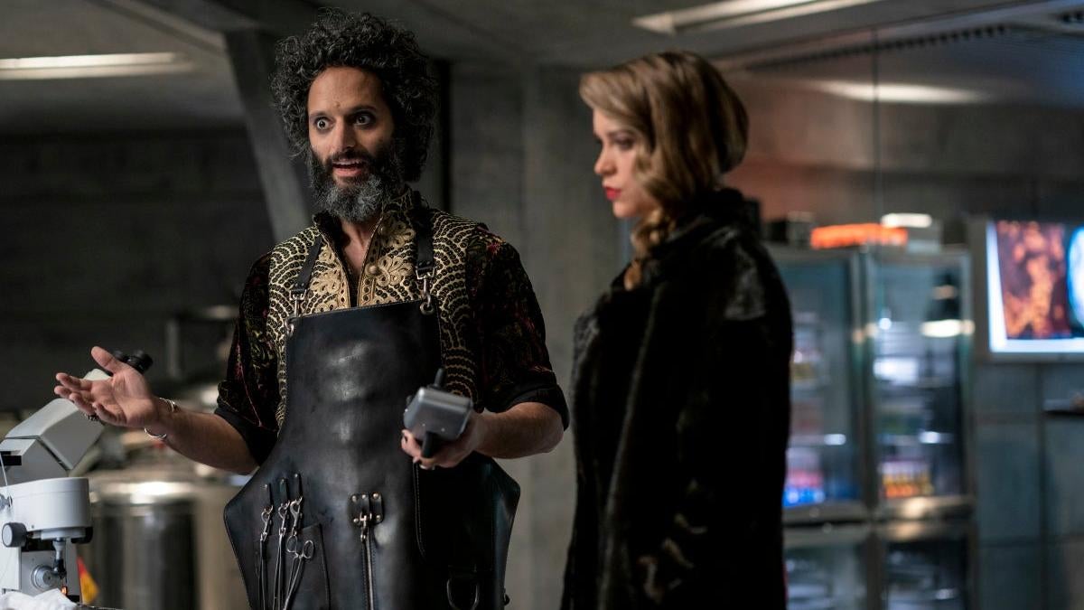 Jason Mantzoukas and Sophie Cookson.