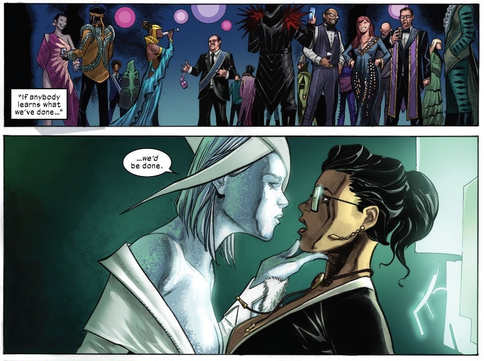 Emma Frost confronting Sage.