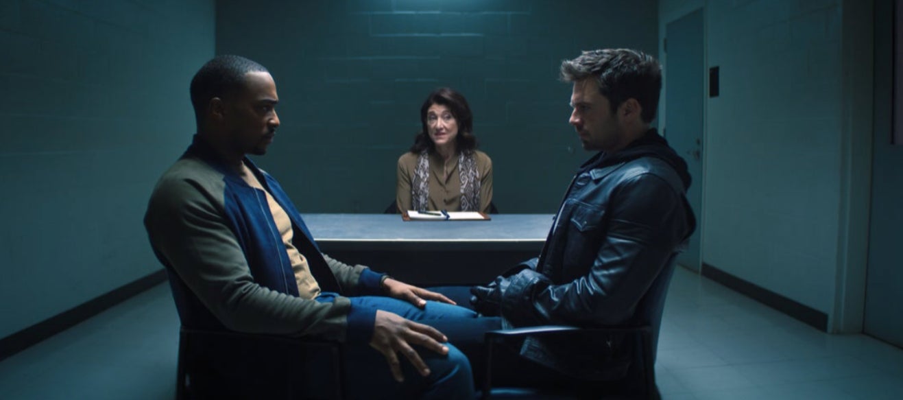 Sam and Bucky having a platonic therapy session.