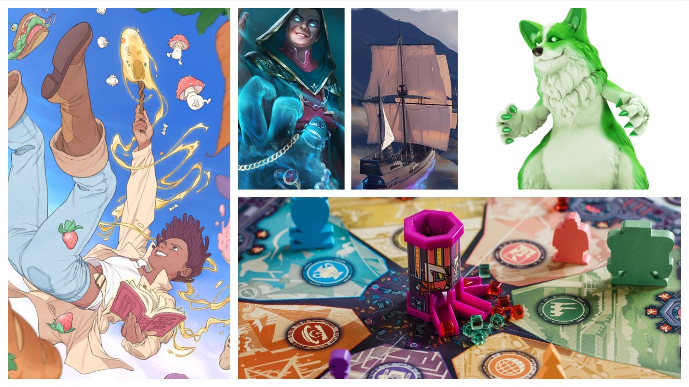 Clockwise from left: Fat Magic, Incantations, Monsterpocalypse, and The LOOP.