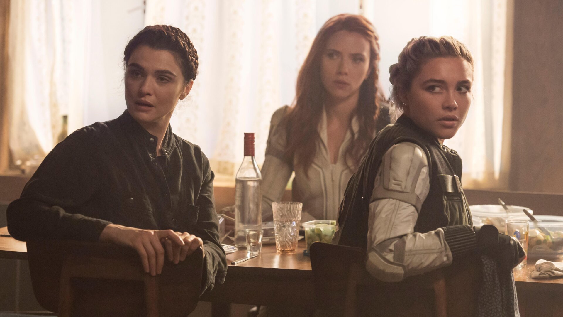 Melina, Narasha, and Yelena hearing the news.