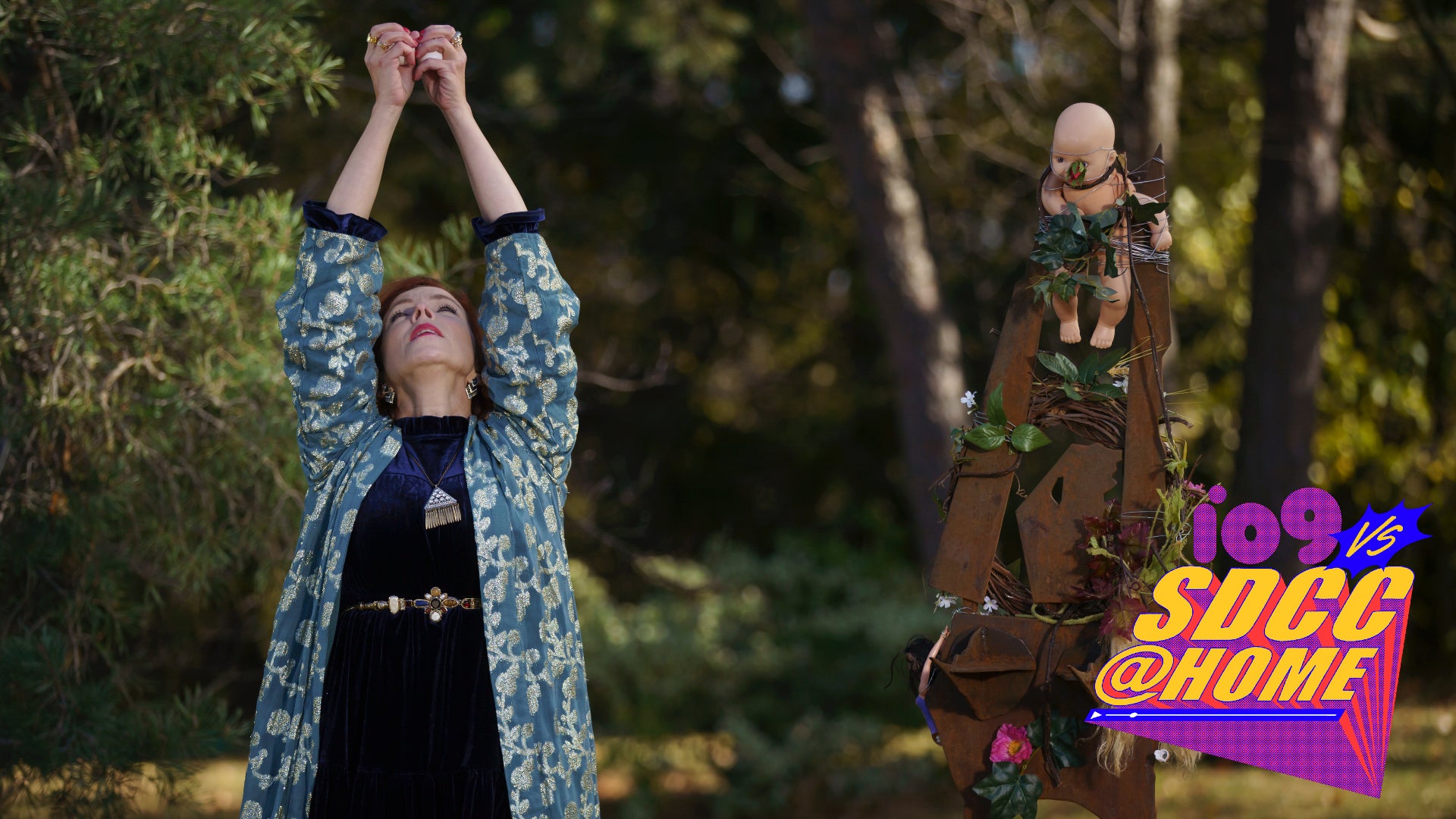 Florence (Sabrina Grdevich) and a very spooky sculpture-thing in Slasher: Flesh & Blood.