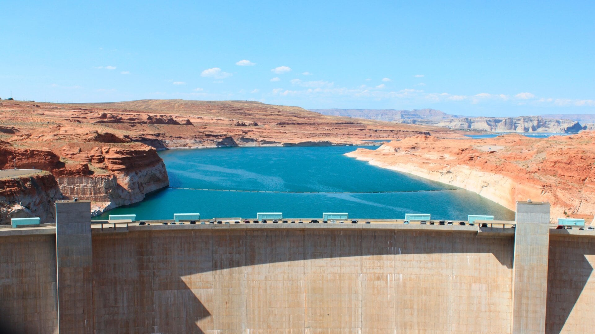 Glen Canyon Dam near Page, Arizona, holding back Lake Powell.