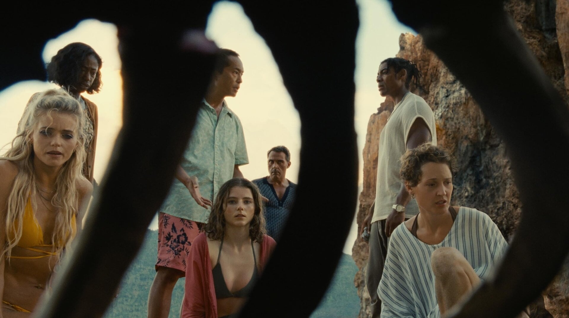 The cast of Old finds something very creepy.