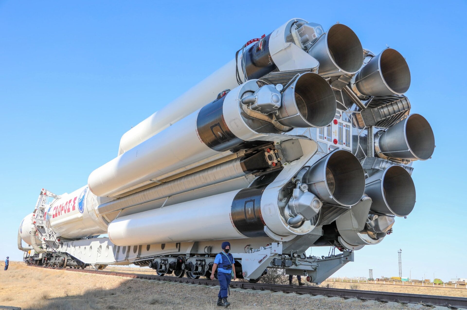 Transport of the Proton-M rocket to the launch pad. 