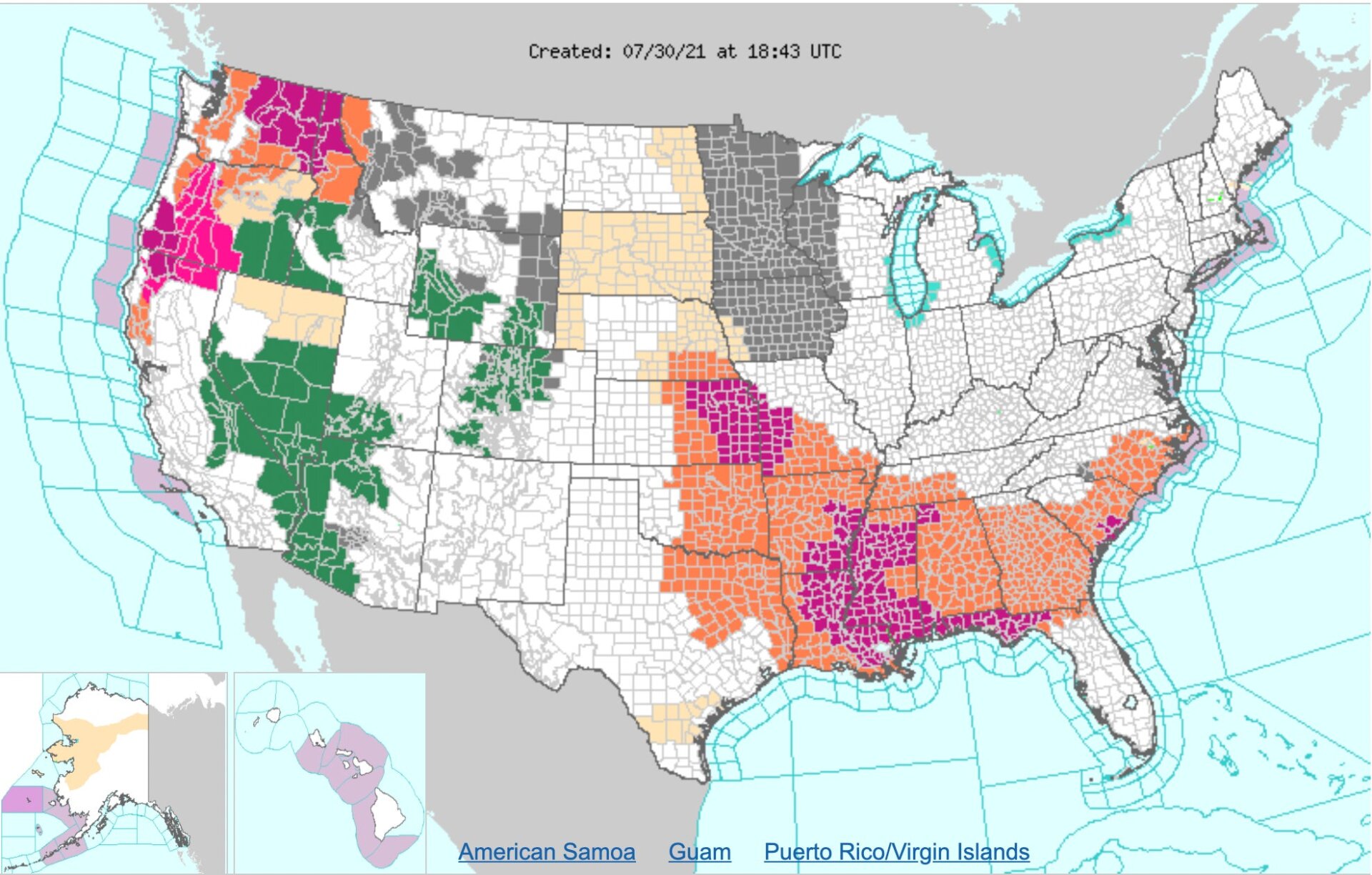 National Weather Services watches and warnings across the U.S. on Friday. It’s a lot.