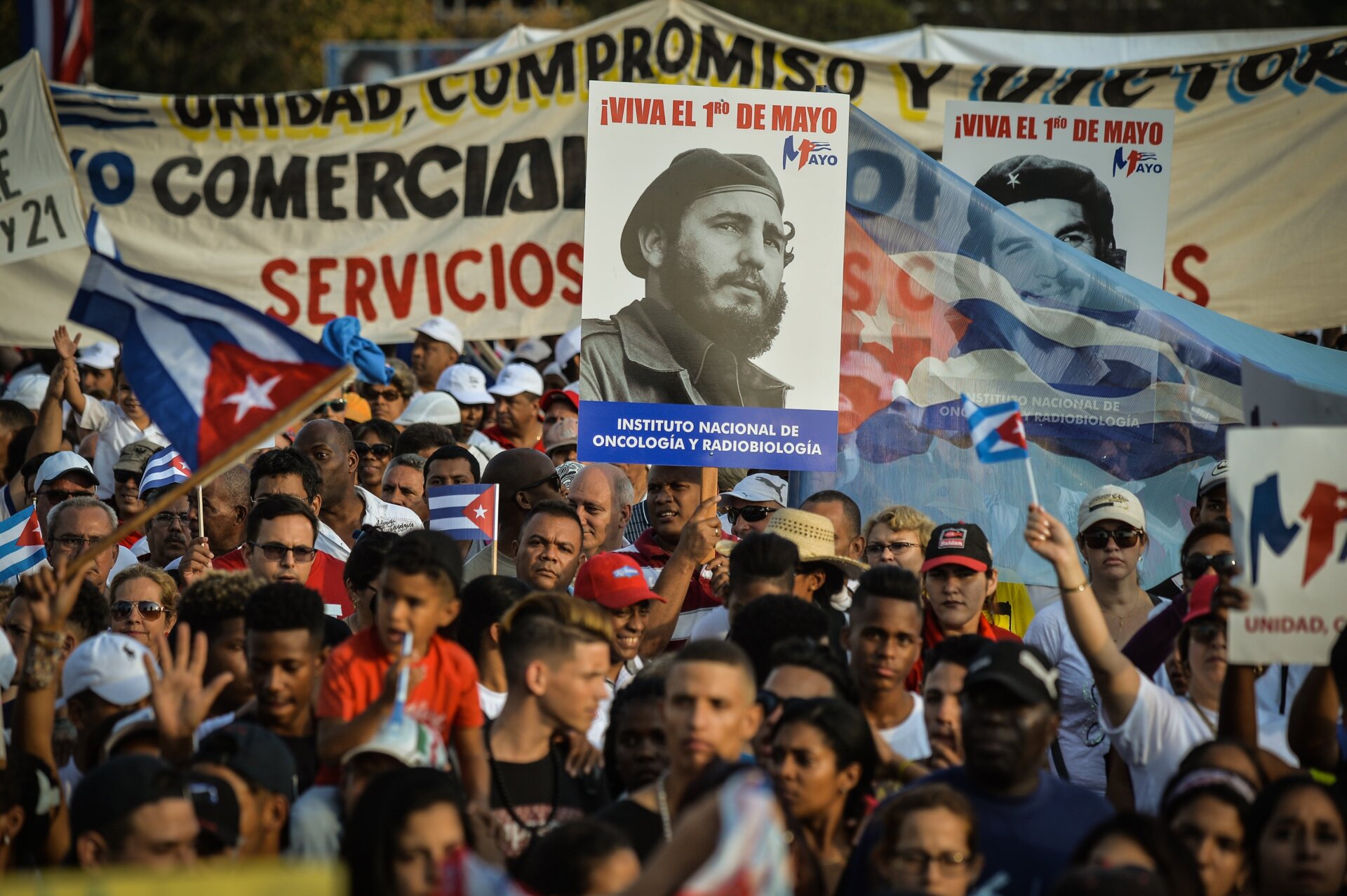 The crowd during the May Day rally at Revolution Square in Havana on May 1, 2018. 
