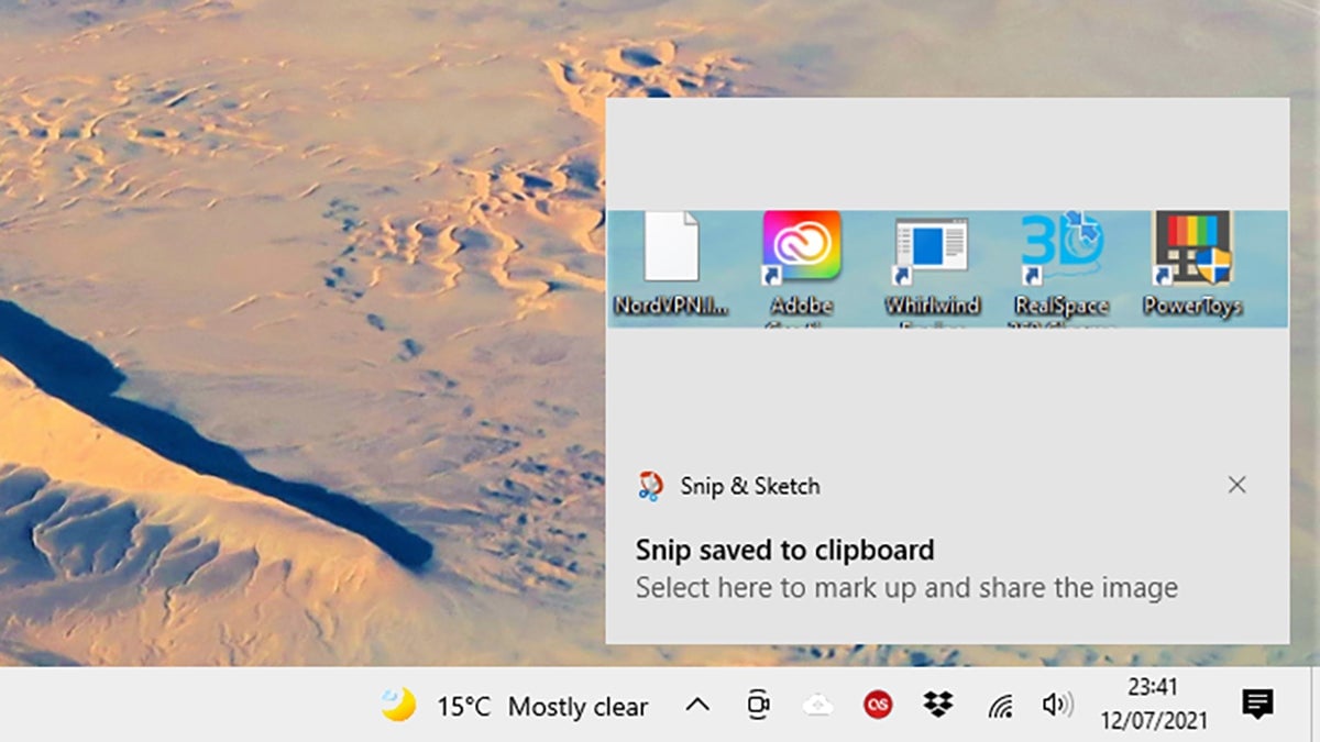 The annotation option in Windows.