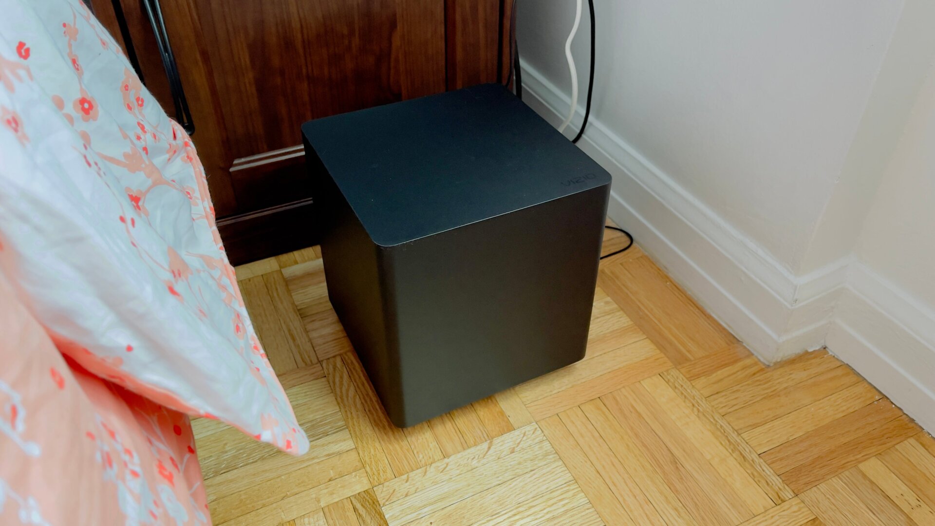 The subwoofer is small and compact.