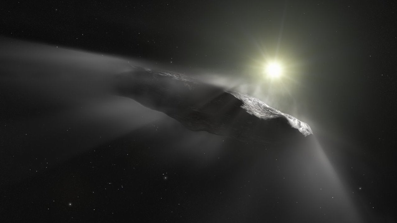 Artist’s impression of ‘Oumuamua.
