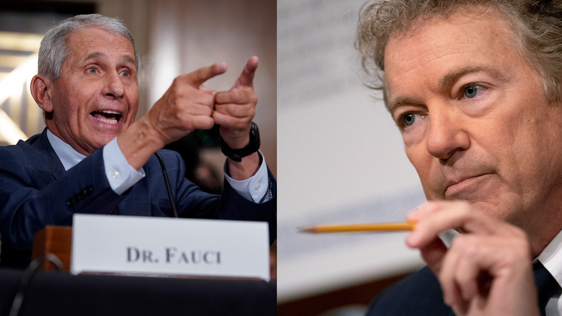 Dr. Anthony Fauci and U.S. Senator Rand Paul during the Senate Health, Education, Labor, and Pensions Committee hearing on Capitol Hill in Washington, D.C. on July 20, 2021.
