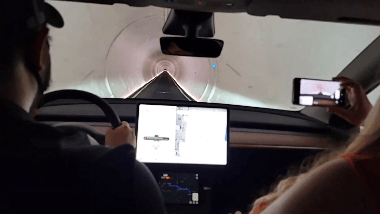A rather bumpy ride in Elon Musk’s “loop” transportation system under Las Vegas, Nevada as seen on July 2, 2021.