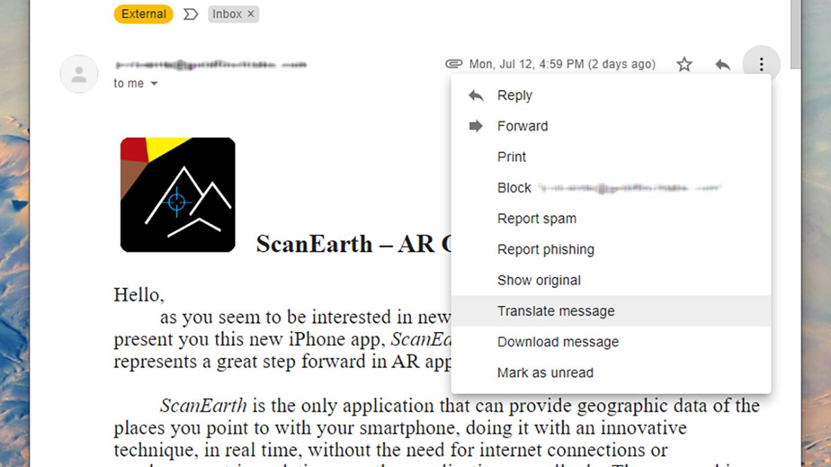 Screenshot: Gmail