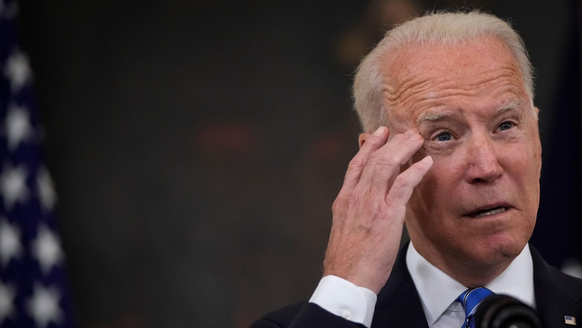 President Joe Biden addresses the public in the State Dining Room of the White House on July 19, 2021, in Washington DC.