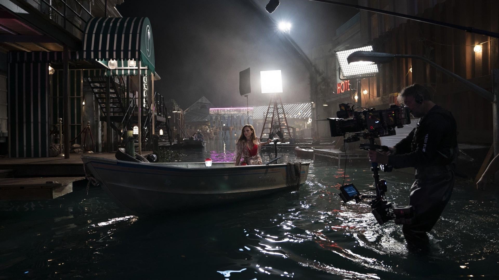 Rebecca Ferguson on one of the water-based sets.