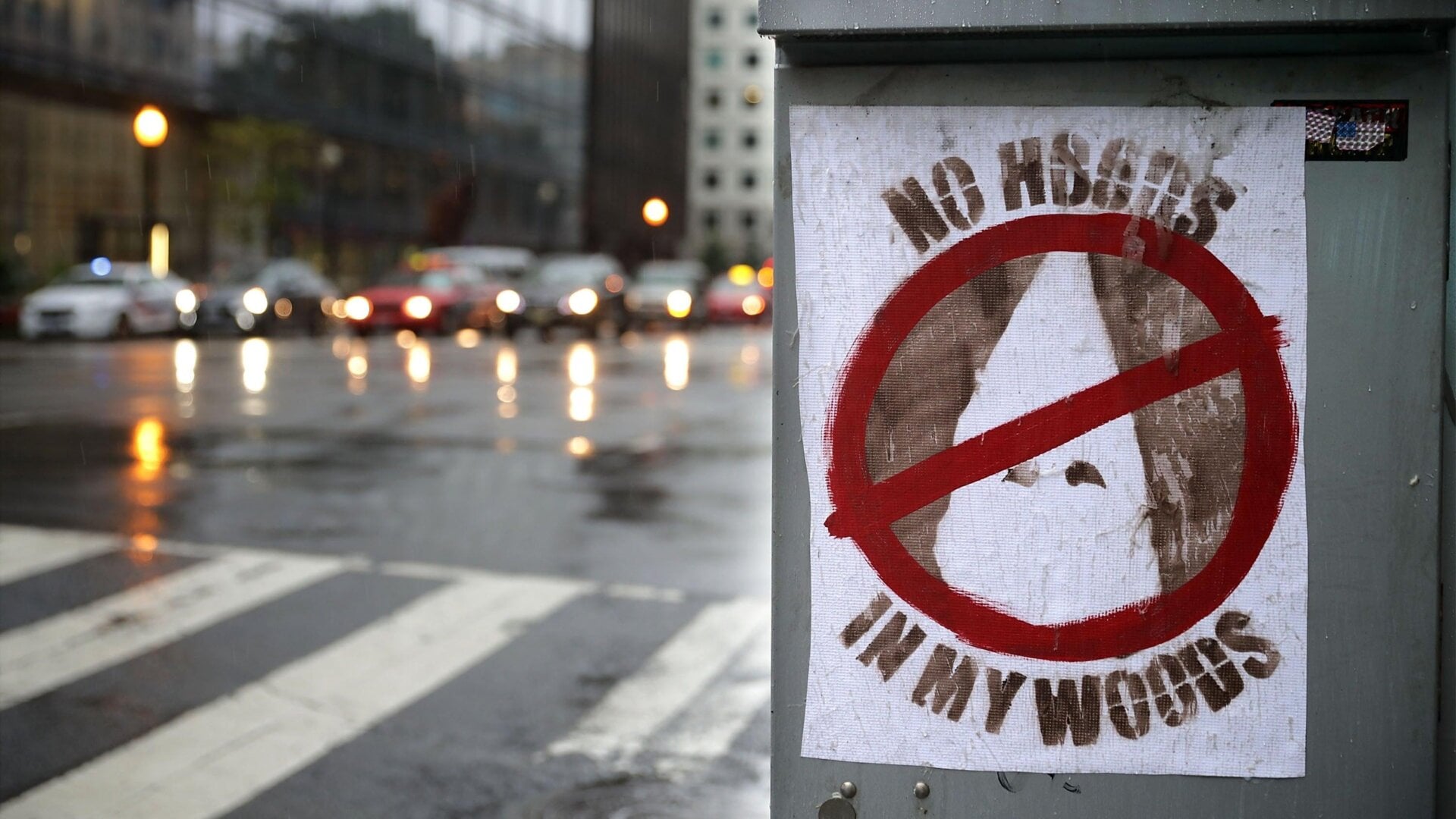A steady rain comes down in the nation’s capital at the conclusion of the white supremacist Unite the Right rally and its counter-protests August 12, 2018 in Washington, DC.