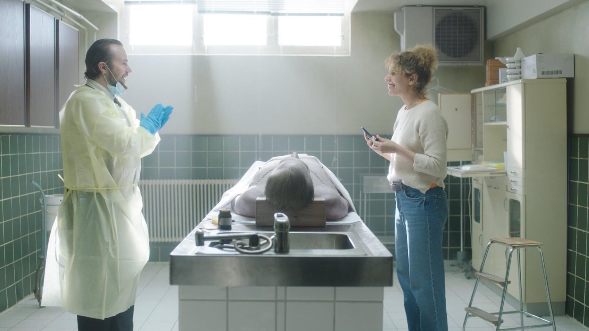 Happy times at the funeral home in Post Mortem.