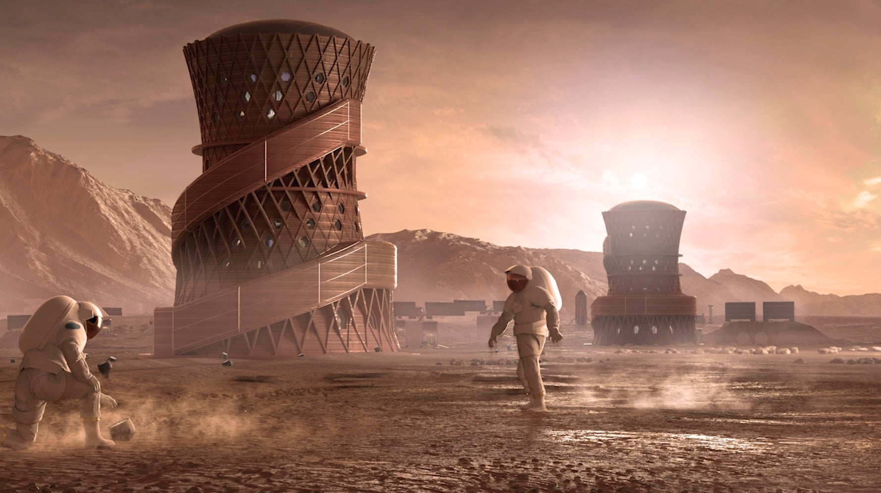 Artist’s conception of a future Martian base.