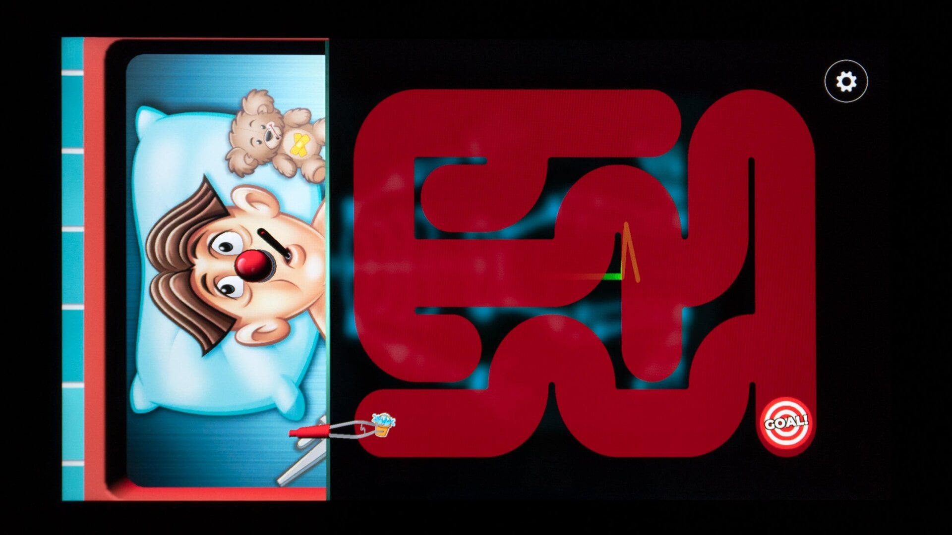 Games like Operation are almost completely reimagined for the Infinity Game Table, where players now guide a pair of virtual tweezers through a complicated maze without hitting the sides.