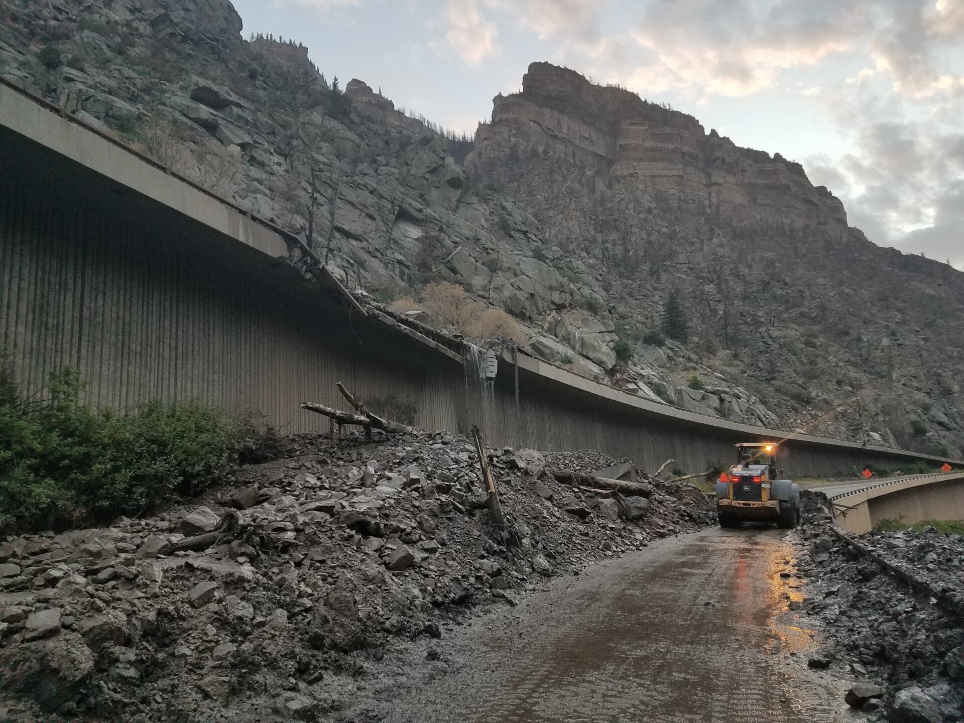 Clearing debris in Glenwood Canyon.