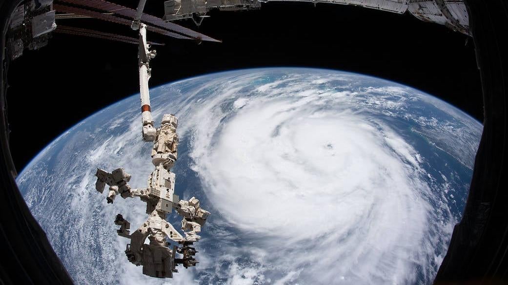 A recent view of Earth from the ISS, showing Hurricane Ida.