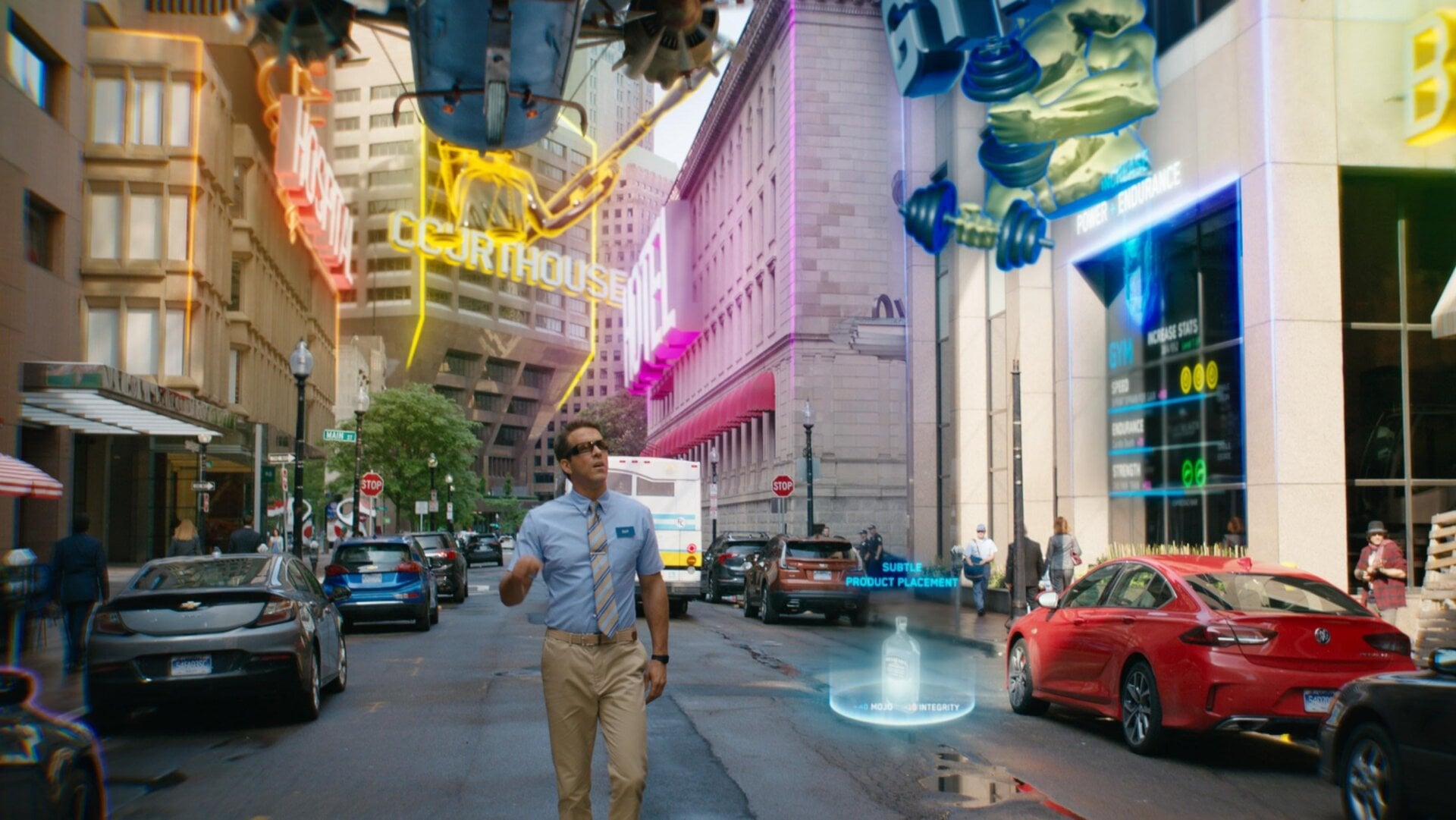 Guy discovers Free City in Free Guy.