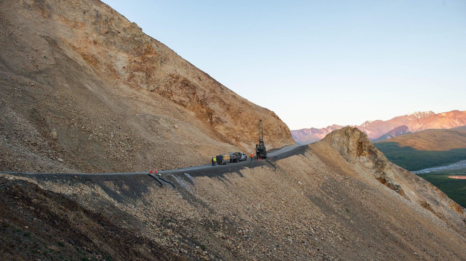Crews work on the stretch of road over Pretty Rocks in 2018.