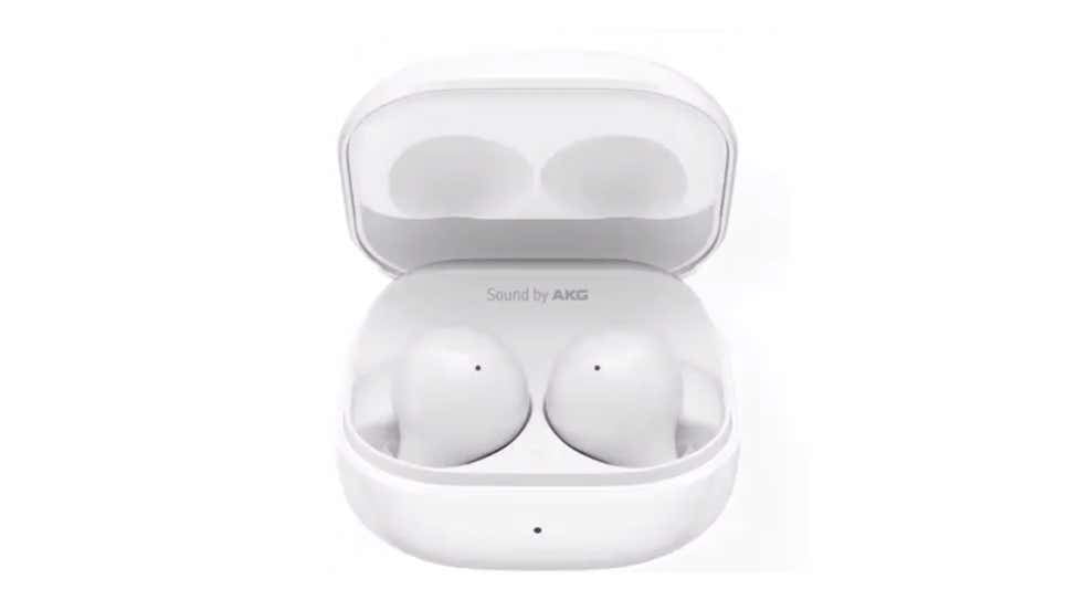 The charging base of the new Galaxy Buds is a little less bean-shaped than previous versions.