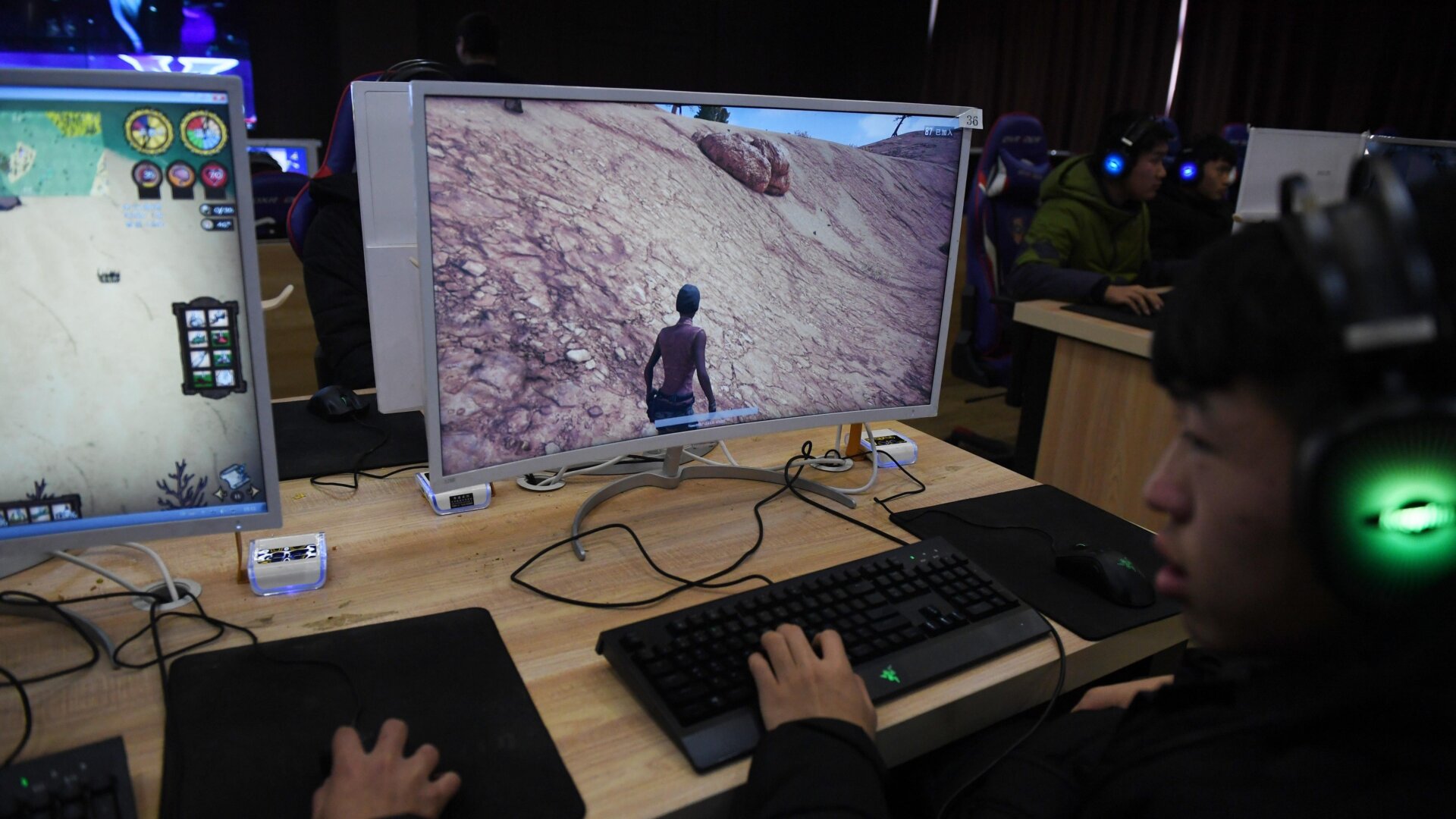 Students playing video games as part of an eSports class at Lanxiang technical school in Jinan, Shangong province, in January 2018.