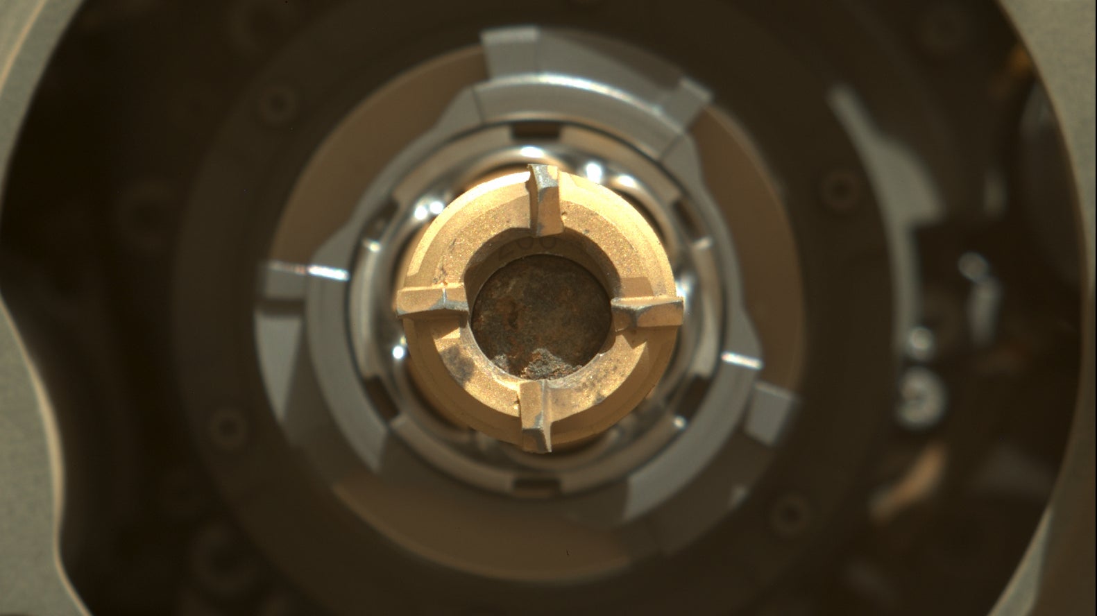 Perseverance appears to have successfully cored Martian rock, as imaged here by the rover’s Mastcam-Z on September 1, 2021.