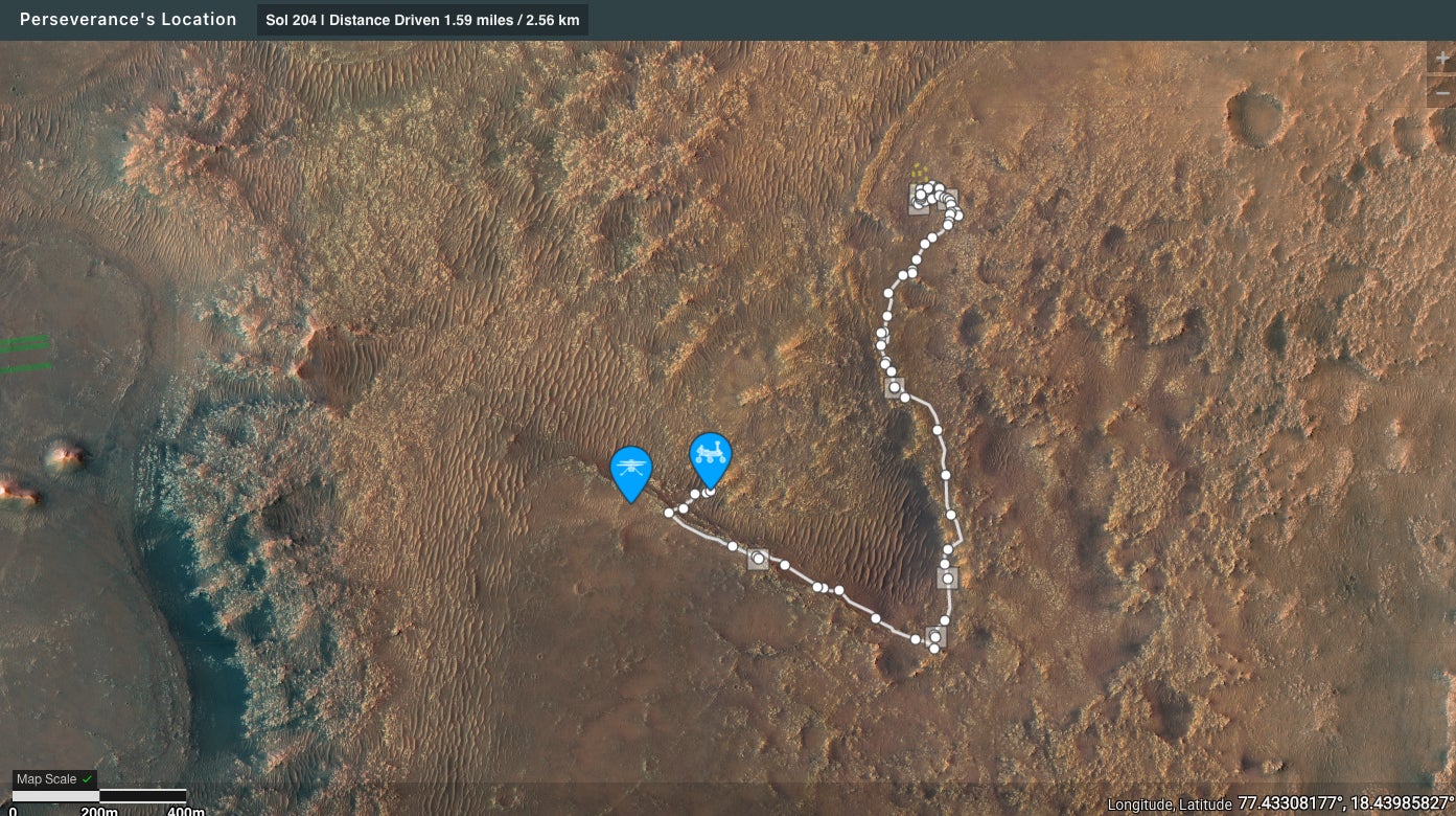 The “Where is Perseverance” web tool in action.