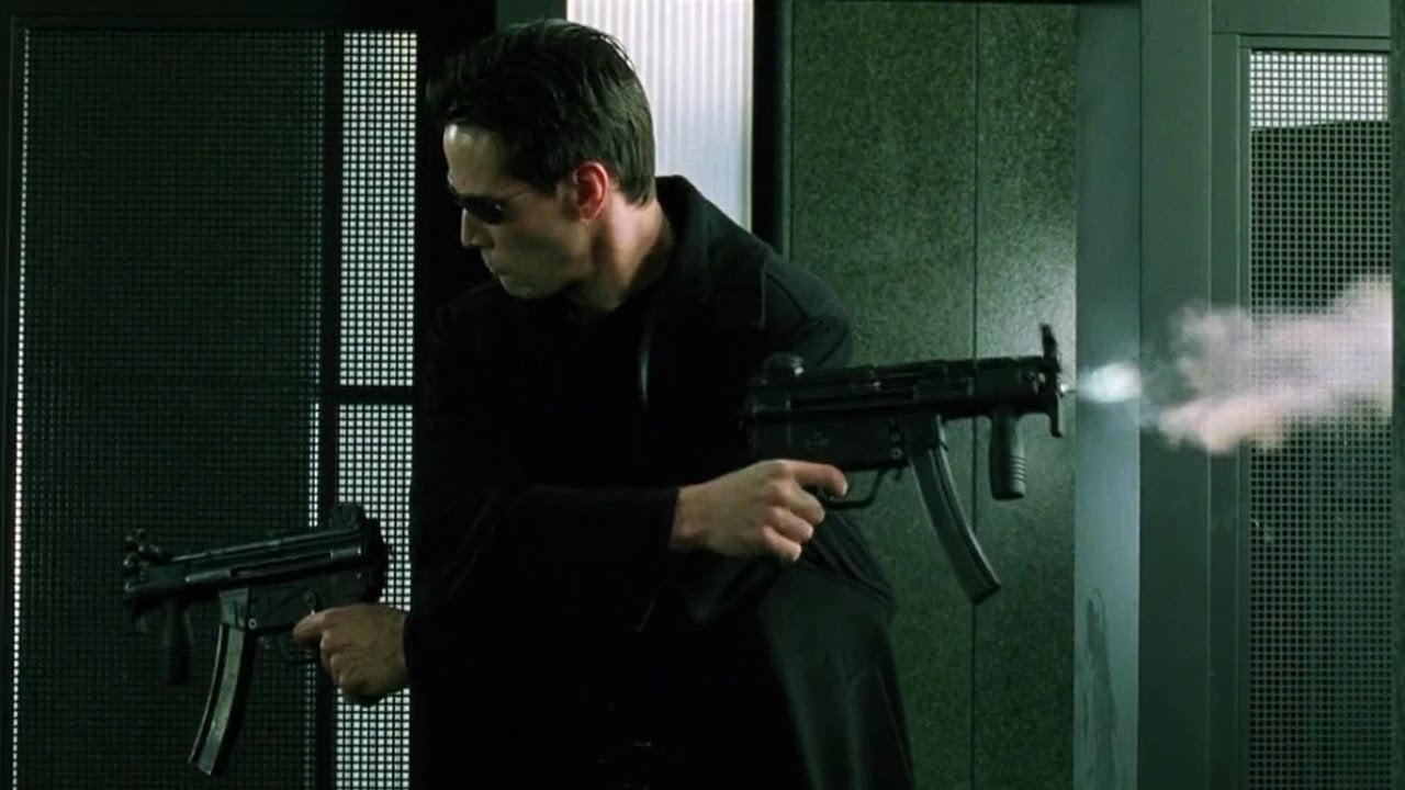 An memorable moment in the first Matrix movie.