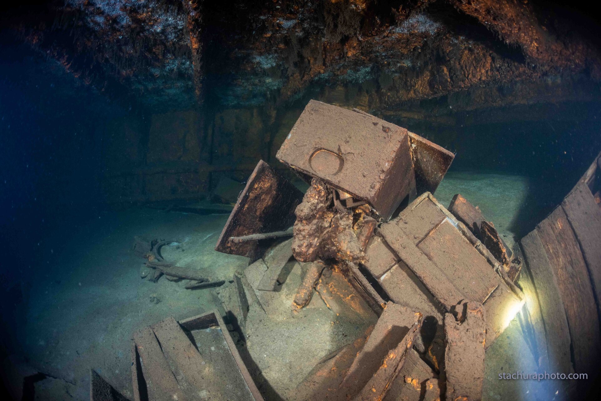 Some of the intriguing crate debris found on the shipwreck.