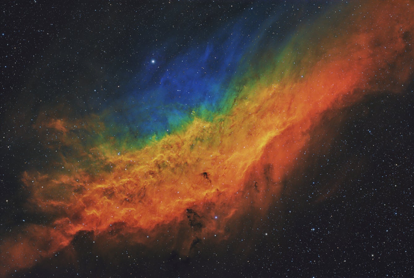 The California Nebula is a space rainbow.