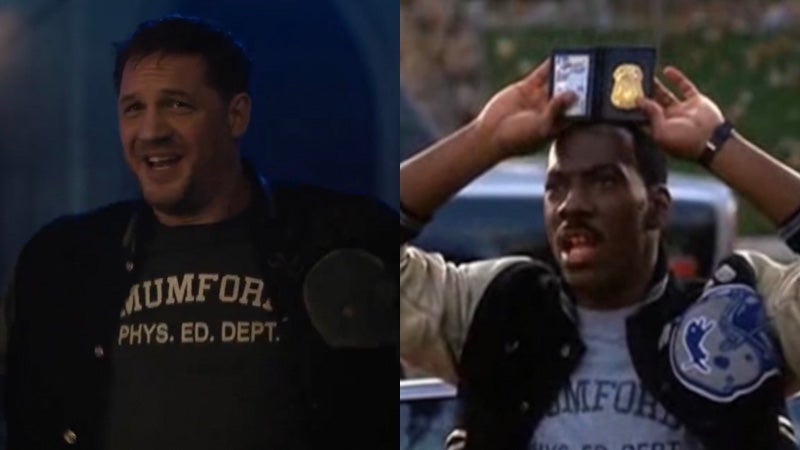 Tom Hardy in Venom 2, and Eddie Murphy in Beverly Hills Cop 2. The homage is purposeful. 