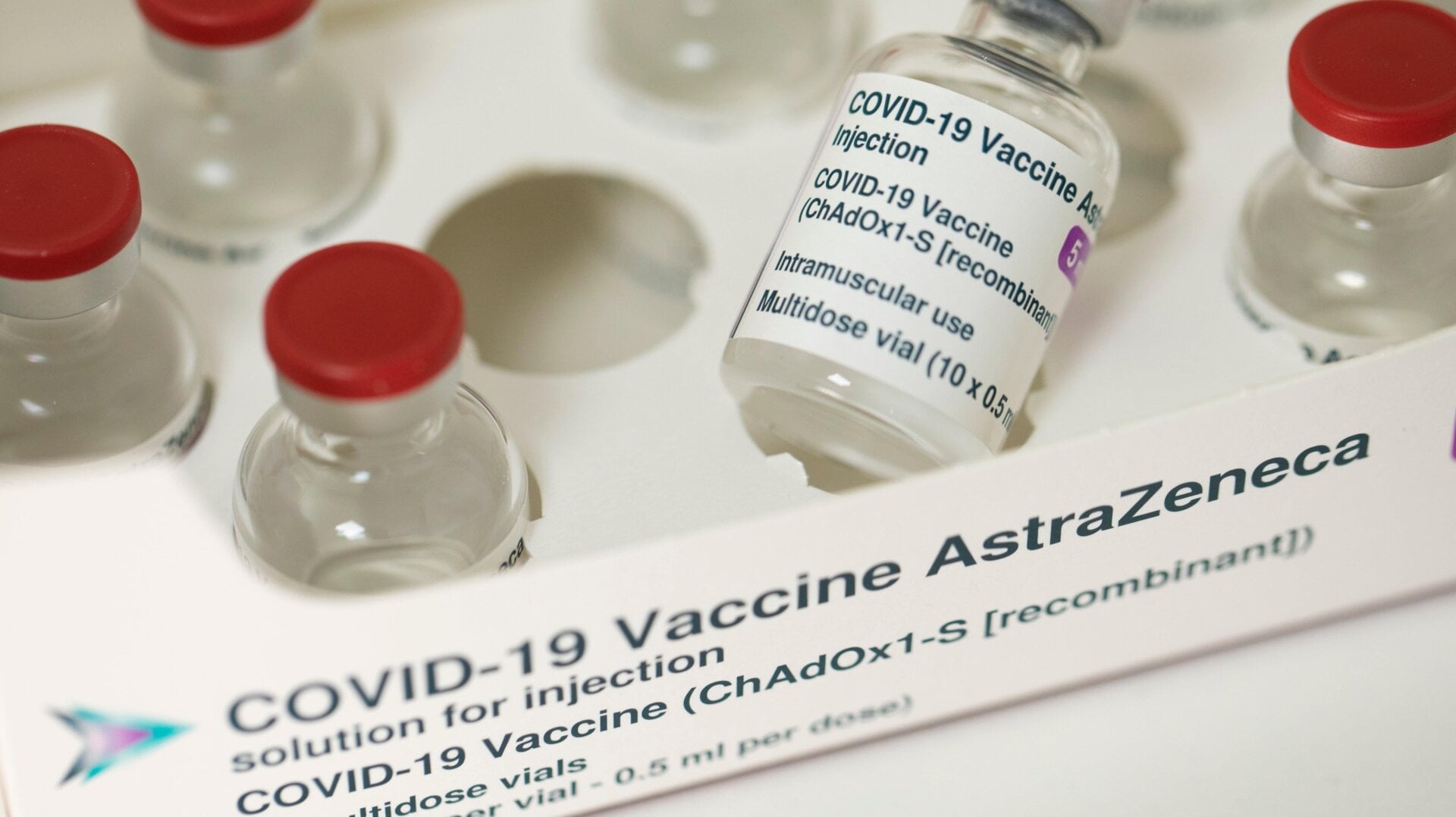 Vials of the covid-19 vaccine developed by Oxford University and AstraZeneca