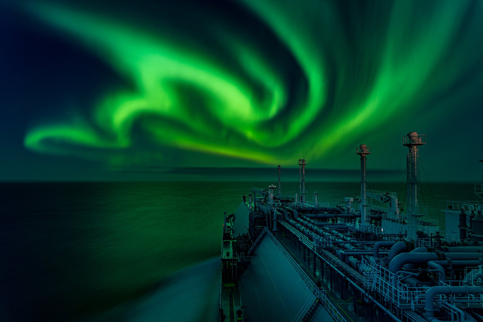 The aurora as seen on a ship off the coast of Russia.