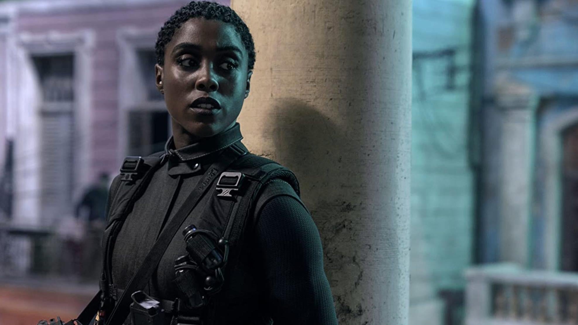 Lashana Lynch as 007 in No Time to Die.