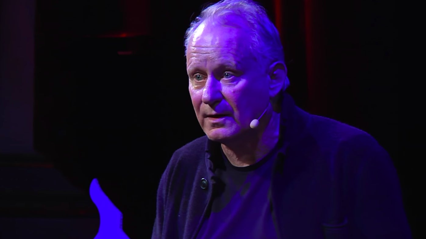 Stellan Skarsgård speaking at the Göteberg Film Festival in 2020.