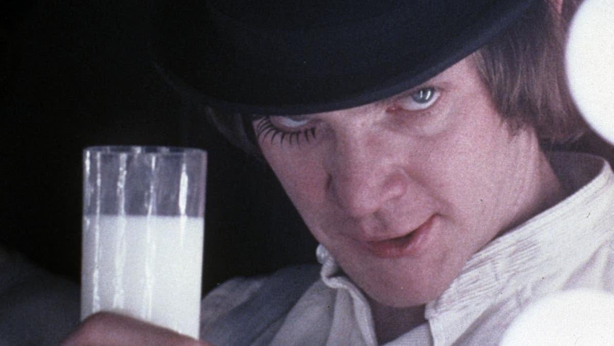 Malcolm McDowell in A Clockwork Orange.