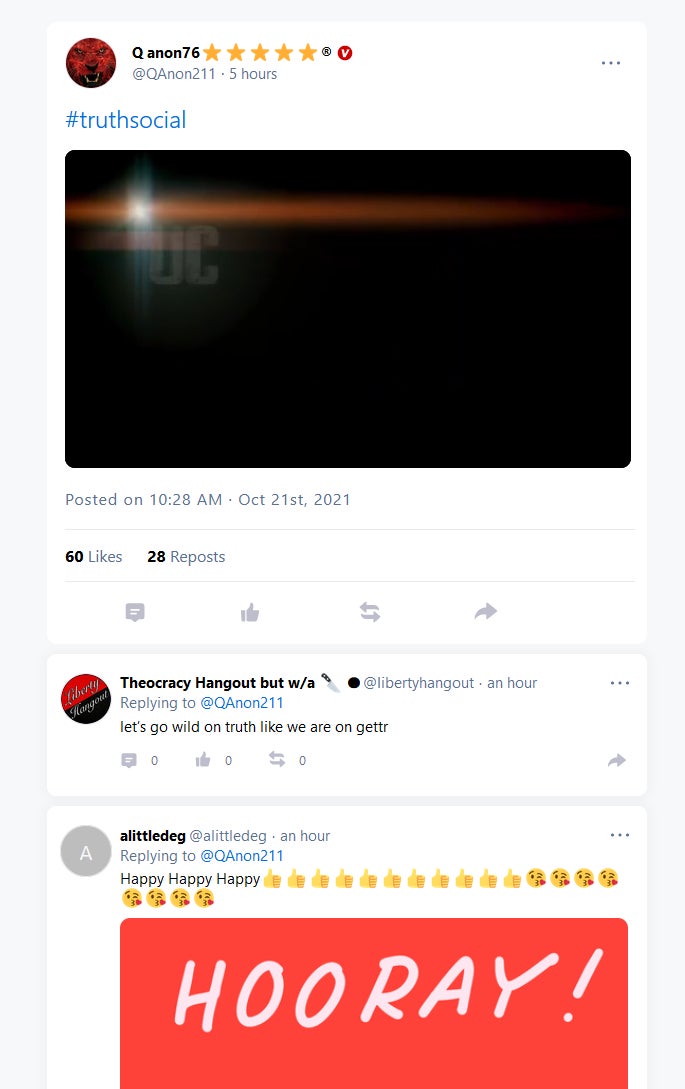 A screenshot of GETTR.