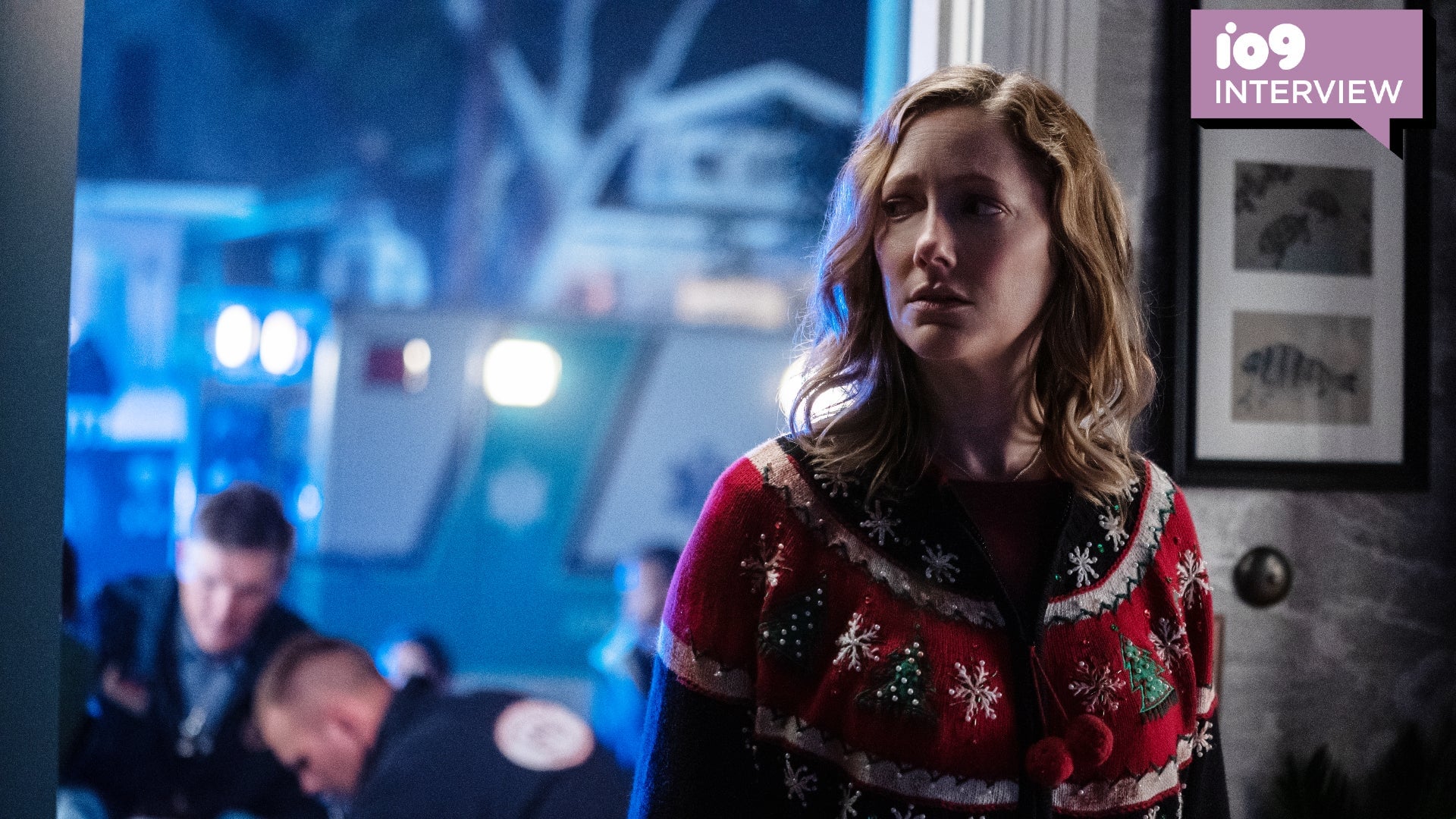 Karen (Judy Greer) looks both concerned and festive.