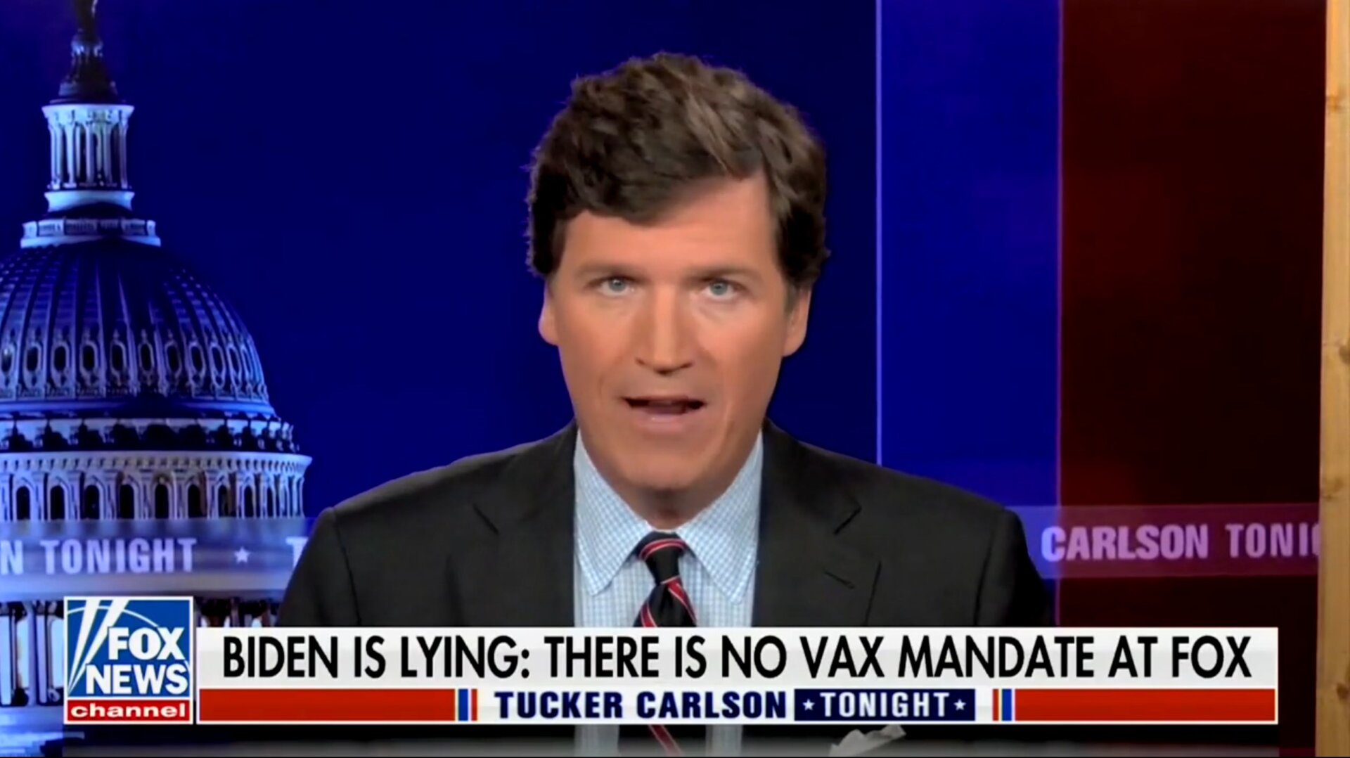 Fox News host Tucker Carlson ramping up for another anti-vax tirade on the Oct. 11, 2021 edition of his show.