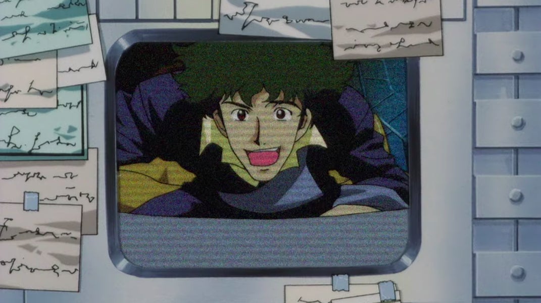 Spike Spiegel having a video call with someone else.