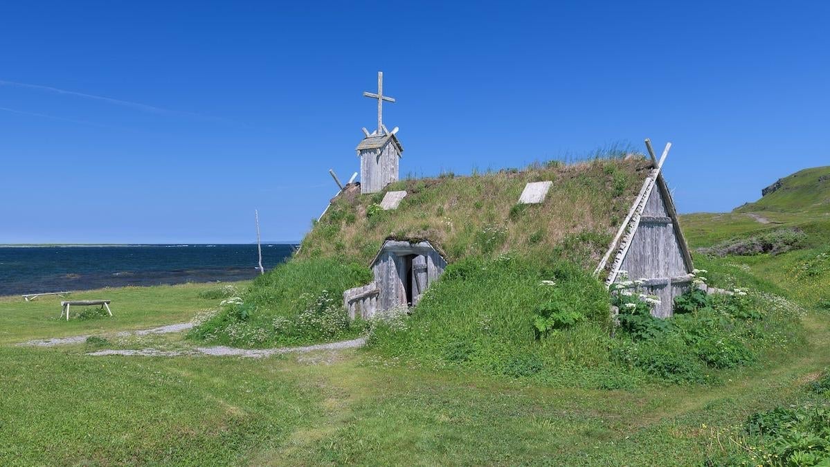 Reconstructed Viking-Age building next to the site of L’Anse aux Meadows.