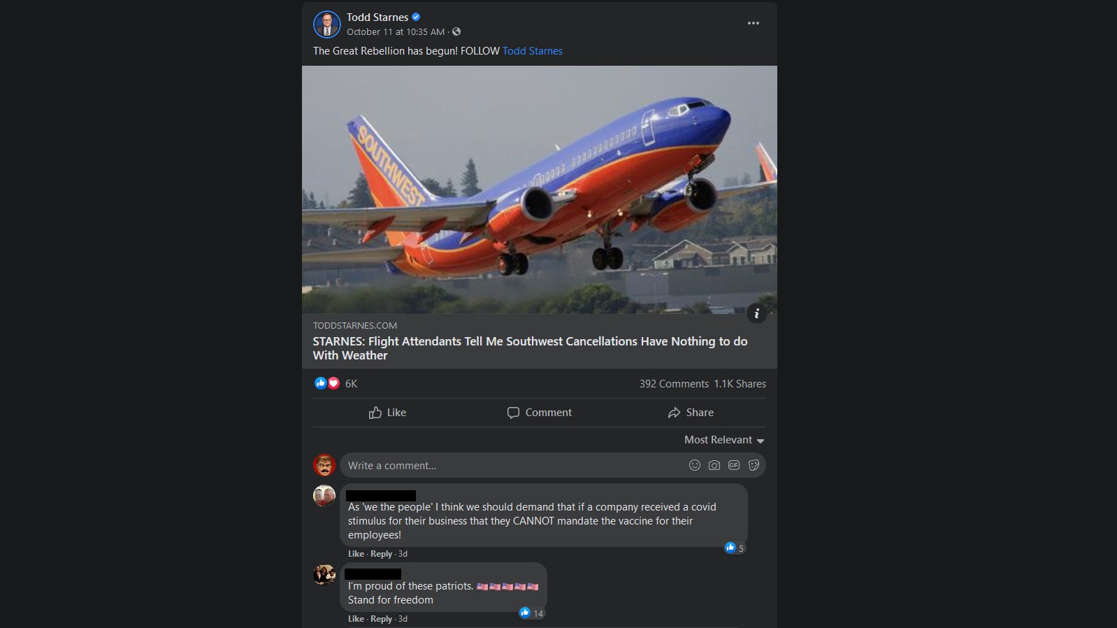 Todd Starnes, who somehow managed to get let go from Fox News Radio for making stuff up, continuing his old habits.