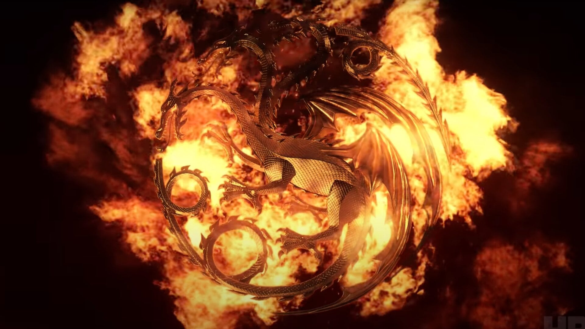 The Targaryen family crest on fire? I’m sure there’s nothing ominous about that.
